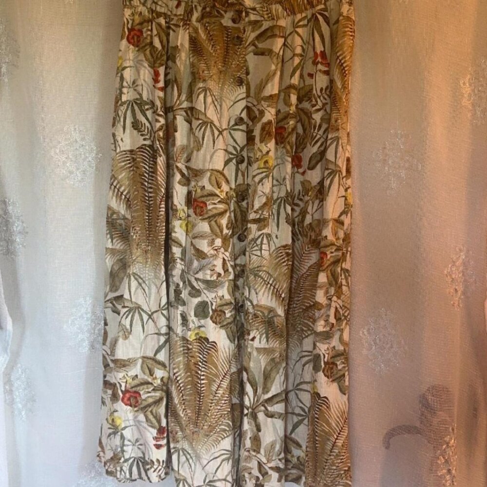 Fern & earthy print boho midi maxi skirt